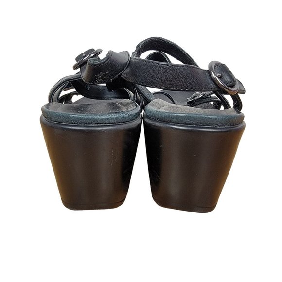 Dansko Jamey Sandal Heels Clogs Black Leather Platform Ankle Strap 40 / 9.5-10 - Picture 4 of 6